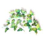 3D butterflies with magnet, house or event decorations, set of 12 pieces, green color